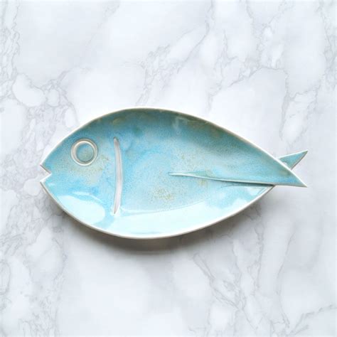 Ceramic Soap Dish with Drain, Fish.
